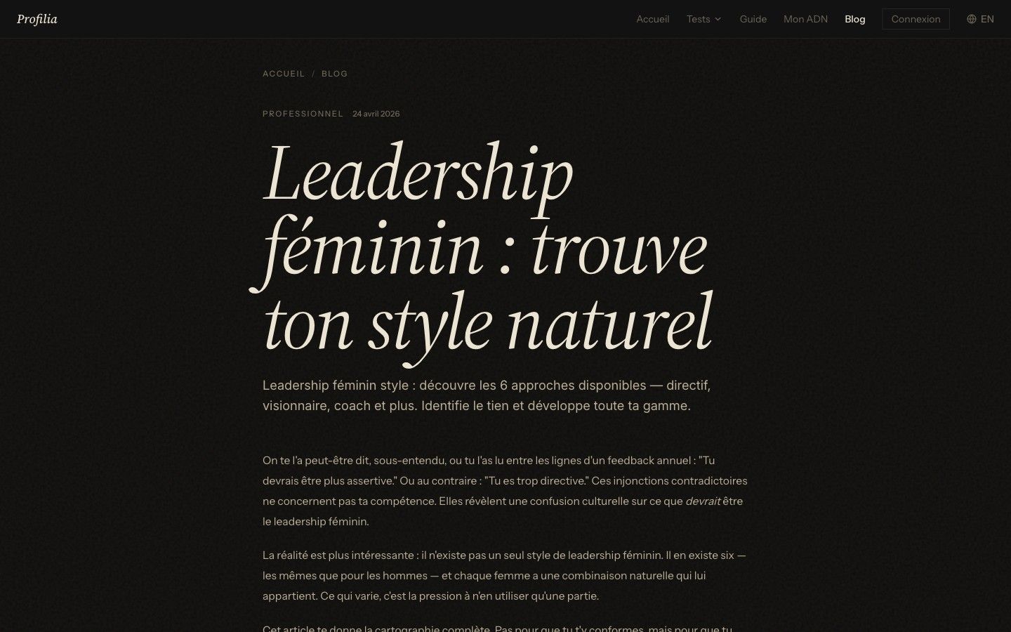Article long format : leadership féminin