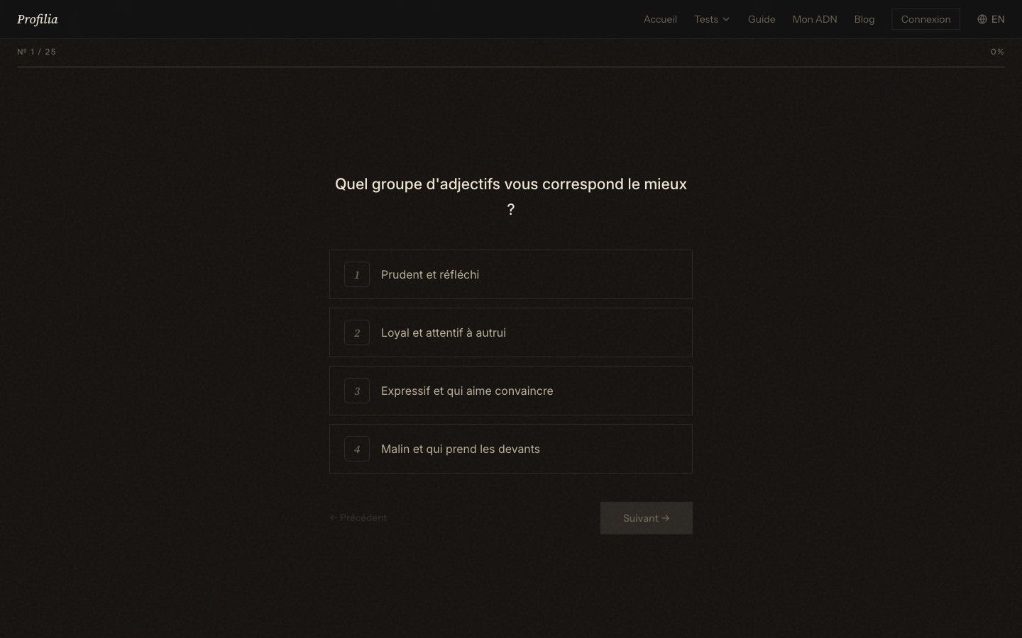 Première question du test DISC